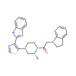 C[C@@H]1CN(c2scnc2-c2nc3ccccc3[nH]2)CCN1C(=O)CN1CCc2cccnc21 ZINC001772595706