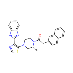 C[C@@H]1CN(c2scnc2-c2nc3ccccc3[nH]2)CCN1C(=O)Cc1ccc2ccccc2c1 ZINC000143750892