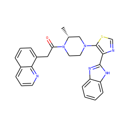 C[C@@H]1CN(c2scnc2-c2nc3ccccc3[nH]2)CCN1C(=O)Cc1cccc2cccnc12 ZINC001772621997