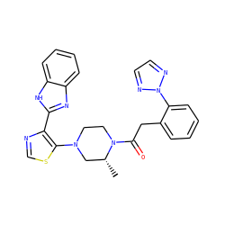 C[C@@H]1CN(c2scnc2-c2nc3ccccc3[nH]2)CCN1C(=O)Cc1ccccc1-n1nccn1 ZINC000143639715