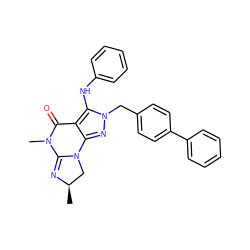 C[C@@H]1CN2C(=N1)N(C)C(=O)c1c2nn(Cc2ccc(-c3ccccc3)cc2)c1Nc1ccccc1 ZINC000136027457