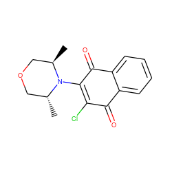 C[C@@H]1COC[C@@H](C)N1C1=C(Cl)C(=O)c2ccccc2C1=O ZINC000001697062