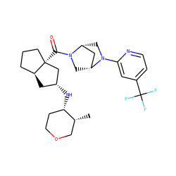 C[C@@H]1COCC[C@@H]1N[C@@H]1C[C@H]2CCC[C@@]2(C(=O)N2C[C@@H]3C[C@H]2CN3c2cc(C(F)(F)F)ccn2)C1 ZINC000150207512