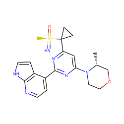 C[C@@H]1COCCN1c1cc(C2([S@](C)(=N)=O)CC2)nc(-c2ccnc3[nH]ccc23)n1 ZINC000143911816