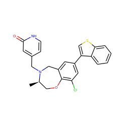 C[C@@H]1COc2c(Cl)cc(-c3csc4ccccc34)cc2CN1Cc1cc[nH]c(=O)c1 ZINC000473132731