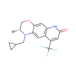 C[C@@H]1COc2cc3[nH]c(=O)cc(C(F)(F)F)c3cc2N1CC1CC1 ZINC000014967353