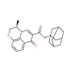 C[C@@H]1COc2cccc3c(=O)c(C(=O)NC45CC6CC(CC(C6)C4)C5)cn1c23 ZINC000095552495