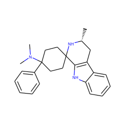 C[C@@H]1Cc2c([nH]c3ccccc23)C2(CCC(c3ccccc3)(N(C)C)CC2)N1 ZINC000114384381