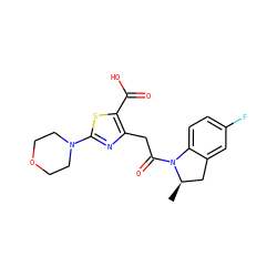 C[C@@H]1Cc2cc(F)ccc2N1C(=O)Cc1nc(N2CCOCC2)sc1C(=O)O ZINC000103240863