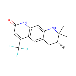 C[C@@H]1Cc2cc3c(C(F)(F)F)cc(=O)[nH]c3cc2NC1(C)C ZINC000013778376