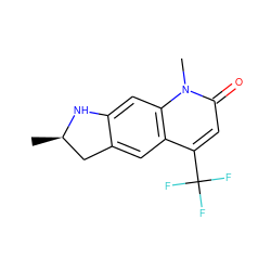 C[C@@H]1Cc2cc3c(C(F)(F)F)cc(=O)n(C)c3cc2N1 ZINC000049925452