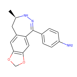 C[C@@H]1Cc2cc3c(cc2C(c2ccc(N)cc2)=NN1)OCO3 ZINC000000003848