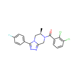 C[C@@H]1Cn2c(nnc2-c2ccc(F)cc2)CN1C(=O)c1cccc(Cl)c1Cl ZINC000473101907