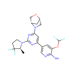 C[C@@H]1N(c2nc(-c3cnc(N)c(OC(F)F)c3)cc(N3C[C@@H]4C[C@H]3CO4)n2)CCC1(F)F ZINC000653667579