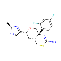 C[C@@H]1N=CC([C@H]2C[C@H]3CSC(N)=N[C@@]3(c3ccc(F)cc3F)CO2)=N1 ZINC000146159624