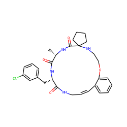 C[C@@H]1NC(=O)C2(CCCC2)NCCOc2ccccc2/C=C\CNC(=O)[C@H](Cc2cccc(Cl)c2)NC1=O ZINC000226216143