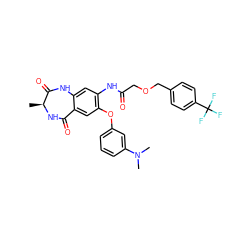 C[C@@H]1NC(=O)c2cc(Oc3cccc(N(C)C)c3)c(NC(=O)COCc3ccc(C(F)(F)F)cc3)cc2NC1=O ZINC001772650680