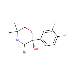 C[C@@H]1NC(C)(C)CO[C@@]1(O)c1ccc(F)c(F)c1 ZINC000070672973