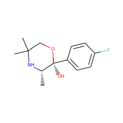 C[C@@H]1NC(C)(C)CO[C@@]1(O)c1ccc(F)cc1 ZINC000053297175