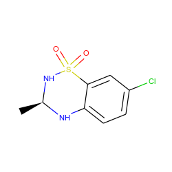 C[C@@H]1Nc2ccc(Cl)cc2S(=O)(=O)N1 ZINC000000005921