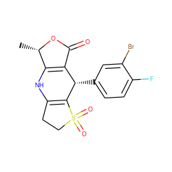 C[C@@H]1OC(=O)C2=C1NC1=C([C@H]2c2ccc(F)c(Br)c2)S(=O)(=O)CC1 ZINC000103303167