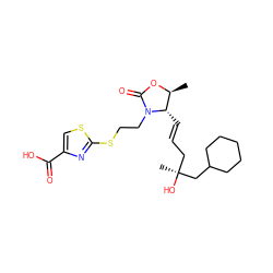 C[C@@H]1OC(=O)N(CCSc2nc(C(=O)O)cs2)[C@H]1/C=C/C[C@](C)(O)CC1CCCCC1 ZINC000059784502