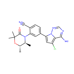 C[C@@H]1OC(C)(C)C(=O)N(c2cc(-c3cc(Cl)c4c(N)ncnn34)ccc2C#N)[C@H]1C ZINC001772581110