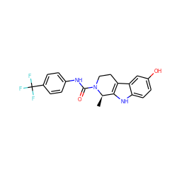 C[C@@H]1c2[nH]c3ccc(O)cc3c2CCN1C(=O)Nc1ccc(C(F)(F)F)cc1 ZINC000095598048