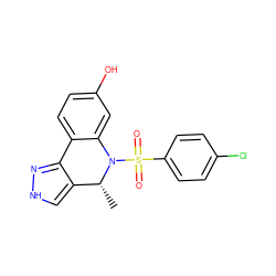 C[C@@H]1c2c[nH]nc2-c2ccc(O)cc2N1S(=O)(=O)c1ccc(Cl)cc1 ZINC000045317099