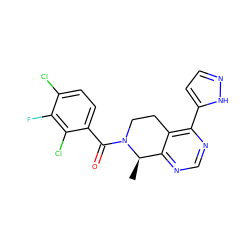 C[C@@H]1c2ncnc(-c3ccn[nH]3)c2CCN1C(=O)c1ccc(Cl)c(F)c1Cl ZINC000225928027