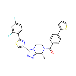 C[C@@H]1c2nnc(-c3csc(-c4ccc(F)cc4F)n3)n2CCN1C(=O)c1ccc(-c2cccs2)cc1 ZINC000072317372