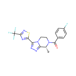 C[C@@H]1c2nnc(-c3nc(C(F)(F)F)ns3)n2CCN1C(=O)c1ccc(F)cc1 ZINC000218565157