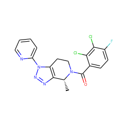 C[C@@H]1c2nnn(-c3ccccn3)c2CCN1C(=O)c1ccc(F)c(Cl)c1Cl ZINC000218426483