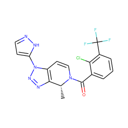 C[C@@H]1c2nnn(-c3ccn[nH]3)c2C=CN1C(=O)c1cccc(C(F)(F)F)c1Cl ZINC000225996241