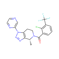 C[C@@H]1c2nnn(-c3cnccn3)c2CCN1C(=O)c1cccc(C(F)(F)F)c1Cl ZINC000214010304