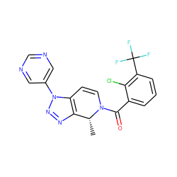 C[C@@H]1c2nnn(-c3cncnc3)c2C=CN1C(=O)c1cccc(C(F)(F)F)c1Cl ZINC000225972150