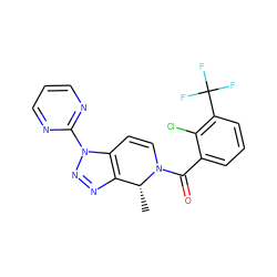 C[C@@H]1c2nnn(-c3ncccn3)c2C=CN1C(=O)c1cccc(C(F)(F)F)c1Cl ZINC000218475914