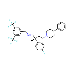 C[C@](CCN1CCC(c2ccccc2)CC1)(CNCc1cc(C(F)(F)F)cc(C(F)(F)F)c1)c1ccc(F)cc1 ZINC000034804216