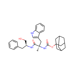 C[C@](Cc1c[nH]c2ccccc12)(NC(=O)OC12CC3CC(CC(C3)C1)C2)C(=O)N[C@H](CO)Cc1ccccc1 ZINC000013454585