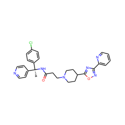 C[C@](NC(=O)CCN1CCC(c2nc(-c3ccccn3)no2)CC1)(c1ccncc1)c1ccc(Cl)cc1 ZINC000073222704