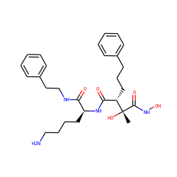 C[C@](O)(C(=O)NO)[C@@H](CCCc1ccccc1)C(=O)N[C@@H](CCCCN)C(=O)NCCc1ccccc1 ZINC000003821315