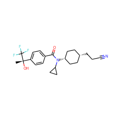 C[C@](O)(c1ccc(C(=O)N(C2CC2)[C@H]2CC[C@@H](CCC#N)CC2)cc1)C(F)(F)F ZINC000100418225