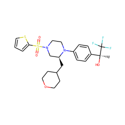 C[C@](O)(c1ccc(N2CCN(S(=O)(=O)c3cccs3)C[C@@H]2CC2CCOCC2)cc1)C(F)(F)F ZINC000103238913