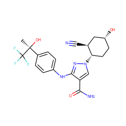 C[C@](O)(c1ccc(Nc2nn([C@H]3CC[C@@H](O)C[C@@H]3C#N)cc2C(N)=O)cc1)C(F)(F)F ZINC000221879308