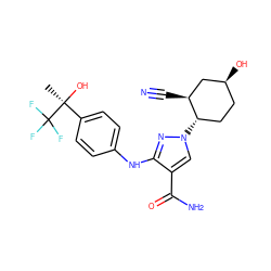 C[C@](O)(c1ccc(Nc2nn([C@H]3CC[C@H](O)C[C@@H]3C#N)cc2C(N)=O)cc1)C(F)(F)F ZINC000205018362