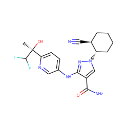 C[C@](O)(c1ccc(Nc2nn([C@H]3CCCC[C@@H]3C#N)cc2C(N)=O)cn1)C(F)F ZINC000221841116