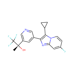C[C@](O)(c1cncc(-c2nc3cc(F)ccn3c2C2CC2)c1)C(F)(F)F ZINC001772629973