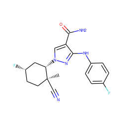 C[C@]1(C#N)CC[C@H](F)C[C@@H]1n1cc(C(N)=O)c(Nc2ccc(F)cc2)n1 ZINC000204956994