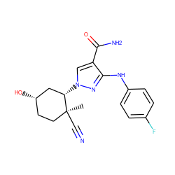 C[C@]1(C#N)CC[C@H](O)C[C@@H]1n1cc(C(N)=O)c(Nc2ccc(F)cc2)n1 ZINC000221209347