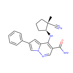 C[C@]1(C#N)CCC[C@@H]1Nc1c(C(N)=O)cnn2cc(-c3ccccc3)cc12 ZINC000146063783